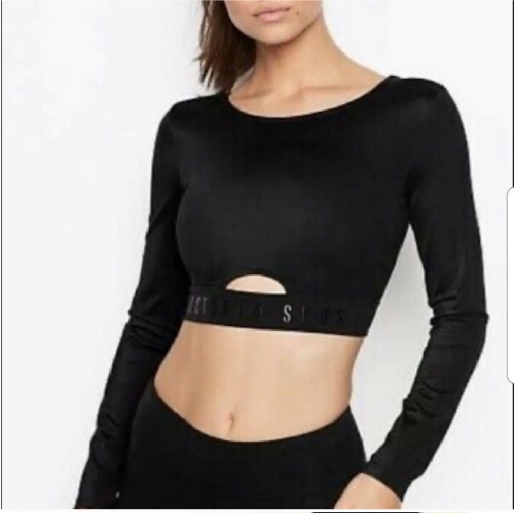 Victoria Secret Sport Keyhole Backless Long Sleeve Crop Top